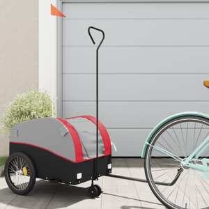 vidaXL Vozík za bicykel, čierno červený 30 kg, železo