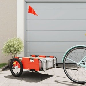 vidaXL Príves na bicykel oranžový oxfordská látka a železo