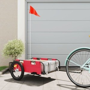 vidaXL Príves na bicykel červený oxfordská látka a železo