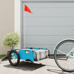 vidaXL Príves na bicykel modrý oxfordská látka a železo
