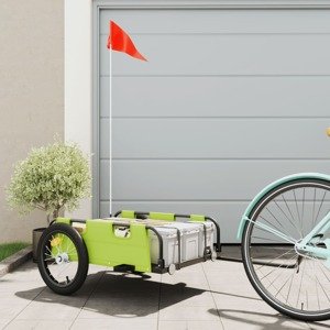 vidaXL Príves na bicykel zelený oxfordská látka a železo
