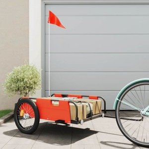 vidaXL Príves na bicykel oranžový oxfordská látka a železo