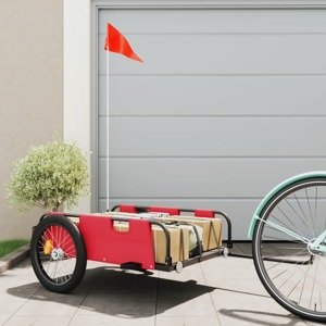 vidaXL Príves na bicykel červený oxfordská látka a železo