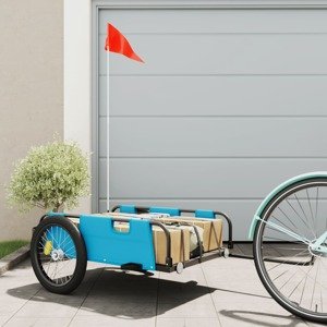 vidaXL Príves na bicykel modrý oxfordská látka a železo