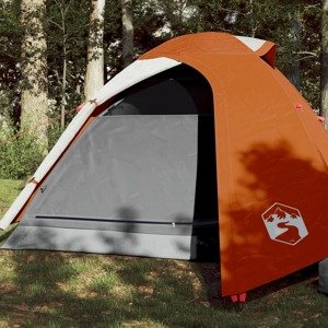vidaXL Kempingový stan 2 os. sivo-oranžový 264x210x125 cm 185T taffeta