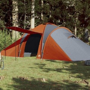 vidaXL Kempingový stan 6 osôb sivo-oranžový 576x238x193cm 185T taft