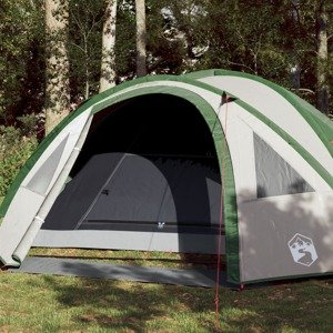 vidaXL Kempingový stan pre 4 osoby zelený 300x250x132 cm 185T taffeta