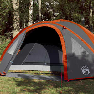 vidaXL Kempingový stan 4 os. sivo-oranžový 300x250x132 cm 185T taffeta