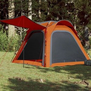 vidaXL Kempingový stan 4 osoby sivo-oranžový 240x221x160cm 185T taft