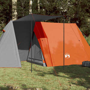 vidaXL Kempingový stan, 3 osoby sivo-oranžový 465x220x170cm 185T taft