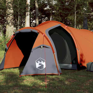 vidaXL Kempingový stan 4 os. sivo-oranžový 360x135x105 cm 185T taffeta