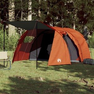 vidaXL Kempingový stan 4 osoby sivo oranžový 420x260x153cm 185T taft