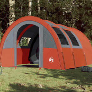 vidaXL Kempingový stan 4 osoby sivo-oranžový 483x340x193 cm 185T taft
