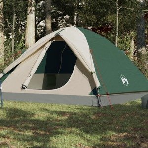 vidaXL Kempingový stan pre 6 osôb zelený 348x340x190 cm 190T taft