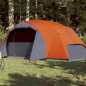 vidaXL Kempingový stan 8 osôb sivo-oranžový 360x430x195 cm 190T taft