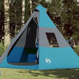 vidaXL Kempingový stan 7 osôb modrý 350x350x280 cm 185T taft