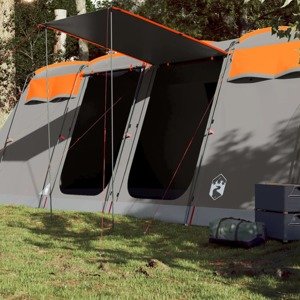 vidaXL Rodinný stan tunelový 10 osôb sivo-oranžový vodeodolný