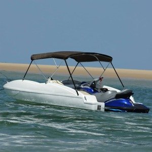vidaXL Strieška bimini s 3 oblúkmi čierna 184x189x135 cm
