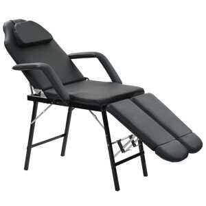 vidaXL Prenosné kozmetické kreslo, umelá koža 185x78x76 cm čierne