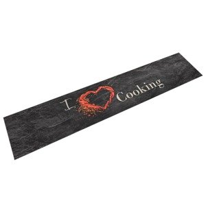 vidaXL Kuchynský koberec umývateľný Cooking čierny 60x300 cm zamat