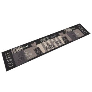 vidaXL Kuchynský koberec umývateľný Coffee čierny 60x300 cm zamat