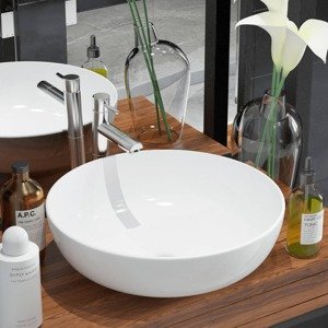 vidaXL Okrúhle keramické umývadlo, biele, 41,5x13,5 cm