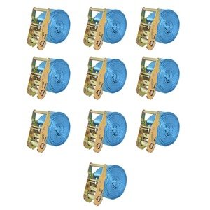 vidaXL Upínacie popruhy s račňou 10 ks, 2 tony, 6mx38mm, modré