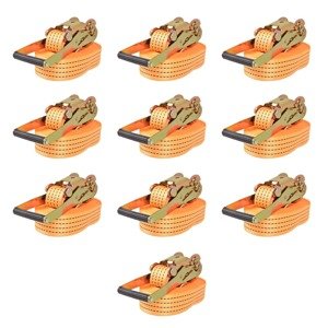 vidaXL Upínacie popruhy s račňou 10 ks, 2 tony, 8mx50mm, oranžové