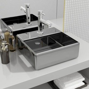 vidaXL Umývadlo s otvorom na batériu 38x30x11,5 cm keramika strieborné