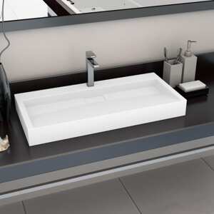 vidaXL Umývadlo z minerálneho/mramoroveho odliatku 100x46x11 cm biele
