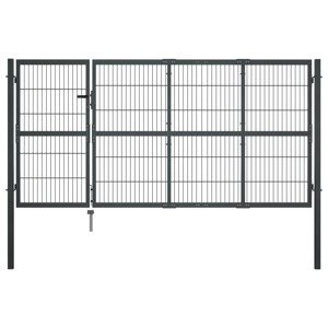 vidaXL Záhradná brána so stĺpikmi, oceľ 350x120 cm, antracitová