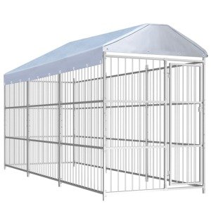 vidaXL Vonkajšia voliéra pre psy so strechou 450x150x200 cm