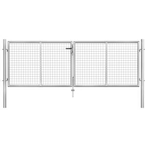 vidaXL Záhradná brána strieborná 306x125 cm galvanizovaná oceľ