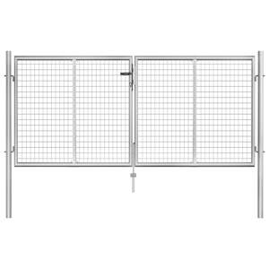 vidaXL Záhradná brána strieborná 306x150 cm galvanizovaná oceľ