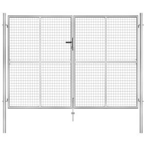 vidaXL Záhradná brána strieborná 306x225 cm galvanizovaná oceľ