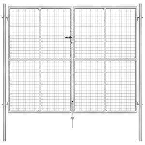 vidaXL Záhradná brána strieborná 306x250 cm galvanizovaná oceľ
