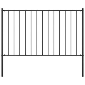 vidaXL Plotový panel so stĺpikmi, práškovaná oceľ 1,7x0,75 m, čierny