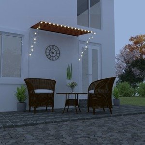 vidaXL Zaťahovacia markíza s LED 250x150 cm oranžová a hnedá