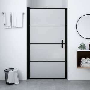 vidaXL Sprchové dvere nepriehľadné tvrdené sklo 91x195 cm čierne