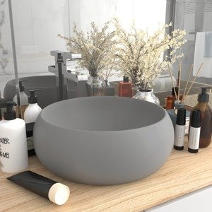 vidaXL Luxusné umývadlo, okrúhle, matné svetlosivé 40x15 cm, keramika