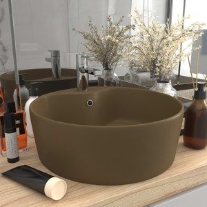 vidaXL Luxusné umývadlo, prepad, matné krémové 36x13 cm, keramika