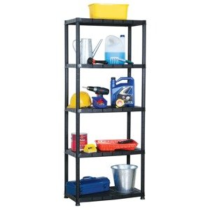 vidaXL Regál s 5 úložnými poličkami čierny 71x38x170 cm plastový