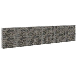 vidaXL Gabiónová stena s krytmi, pozinkovaná oceľ 300x30x100 cm