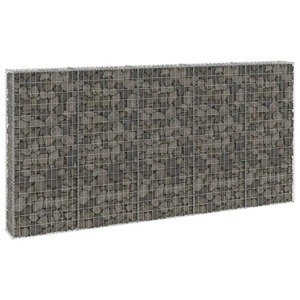 vidaXL Gabiónová stena s krytmi, pozinkovaná oceľ 300x30x150 cm