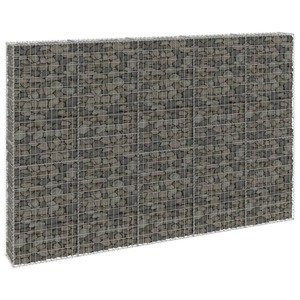 vidaXL Gabiónová stena s krytmi, pozinkovaná oceľ 300x30x200 cm