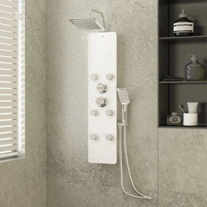 vidaXL Sprchový panel zo skla 25x47,5x130 cm biely