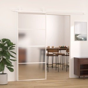 vidaXL Posuvné dvere nepriehľadné ESG sklo a hliník 90x205 cm biele