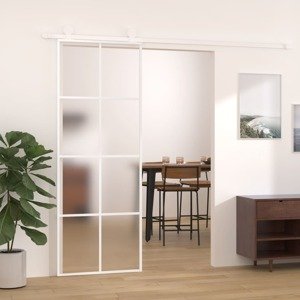 vidaXL Posuvné dvere nepriehľadné ESG sklo a hliník 76x205 cm biele