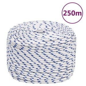vidaXL Lodné lano biele 8 mm 250 m polypropylén