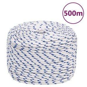 vidaXL Lodné lano biele 10 mm 500 m polypropylén